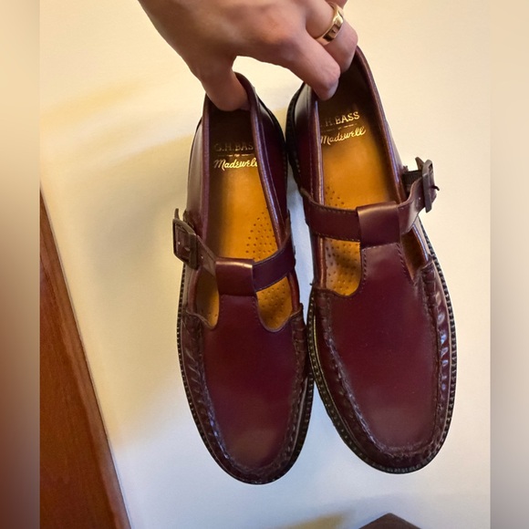 G.H. Bass & Co. Shoes - G.H. Bass x Madewell Burgundy Leather T-Strap Loafers